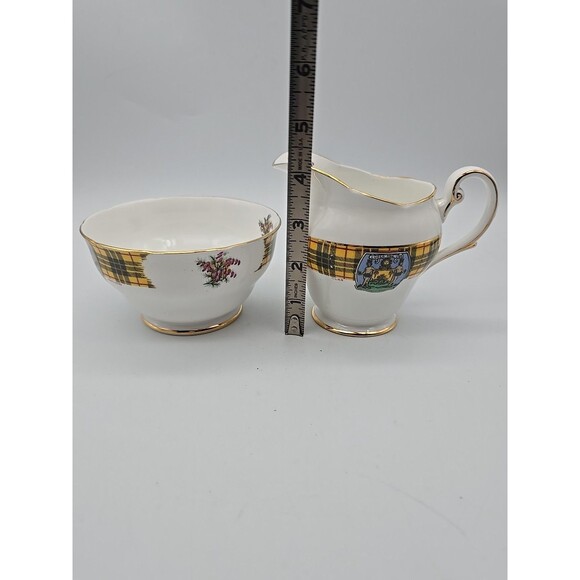 Royal Standard Bonnie Scotland Clan Macleod Creamer & Open Sugar Bowl Set - Picture 6 of 10